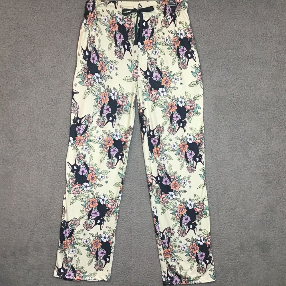 Studio Ghibli Kiki’s Delivery Service Green Pajama Lounge Pants Black Cat Small